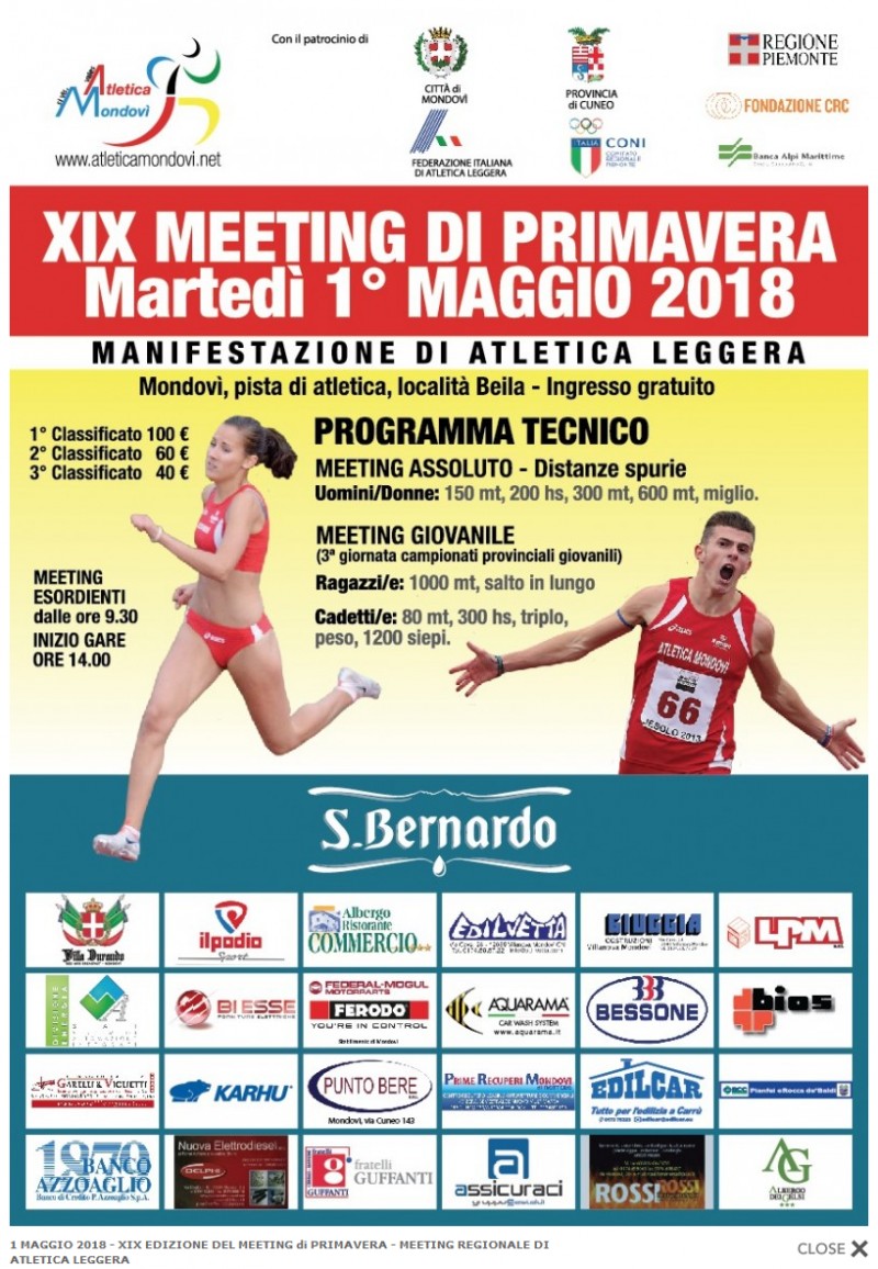 1 maggio 2018: XIX Meeting di Primavera