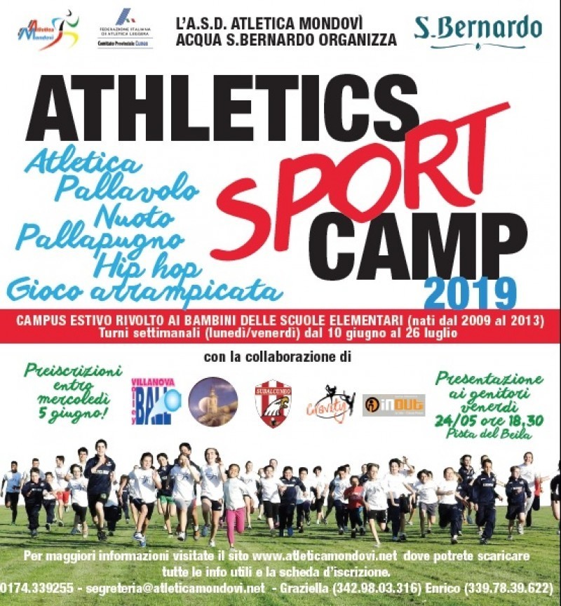 Athletics SPORT Camp 2019 - Aperte le Iscrizioni