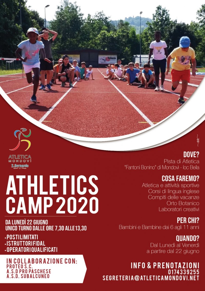 Athletics Camp 2020 - Proseguono le iscrizioni
