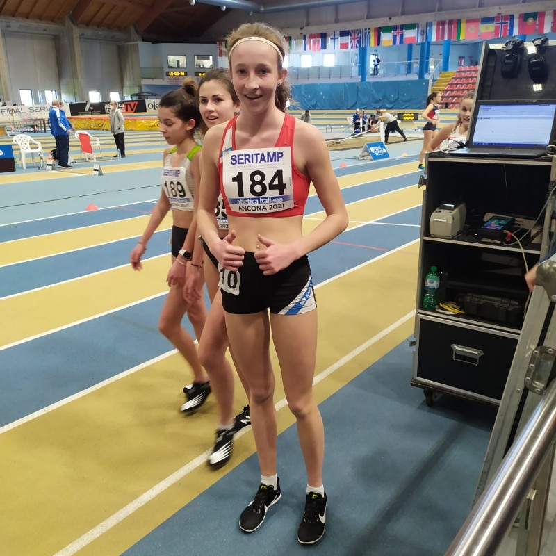 Ancona 13/14 febbraio Campionati Italiani indoor Allievi Ottima Adele Roatta 4ª sui 1.500 metri