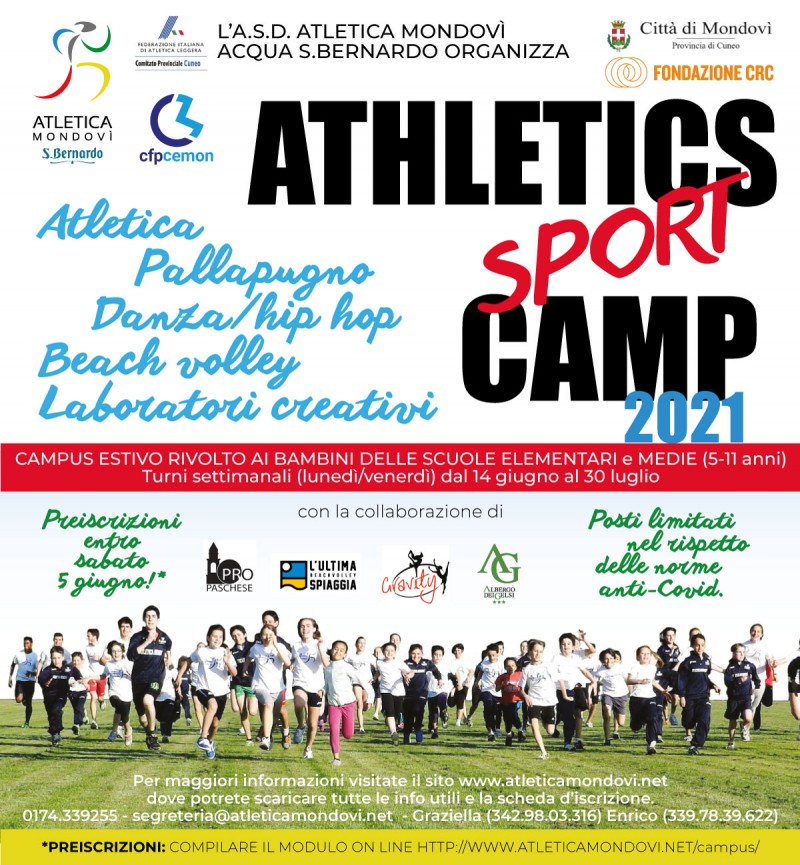 Athletics Sport Camp 2021 - Aperte le Pre - Iscrizioni