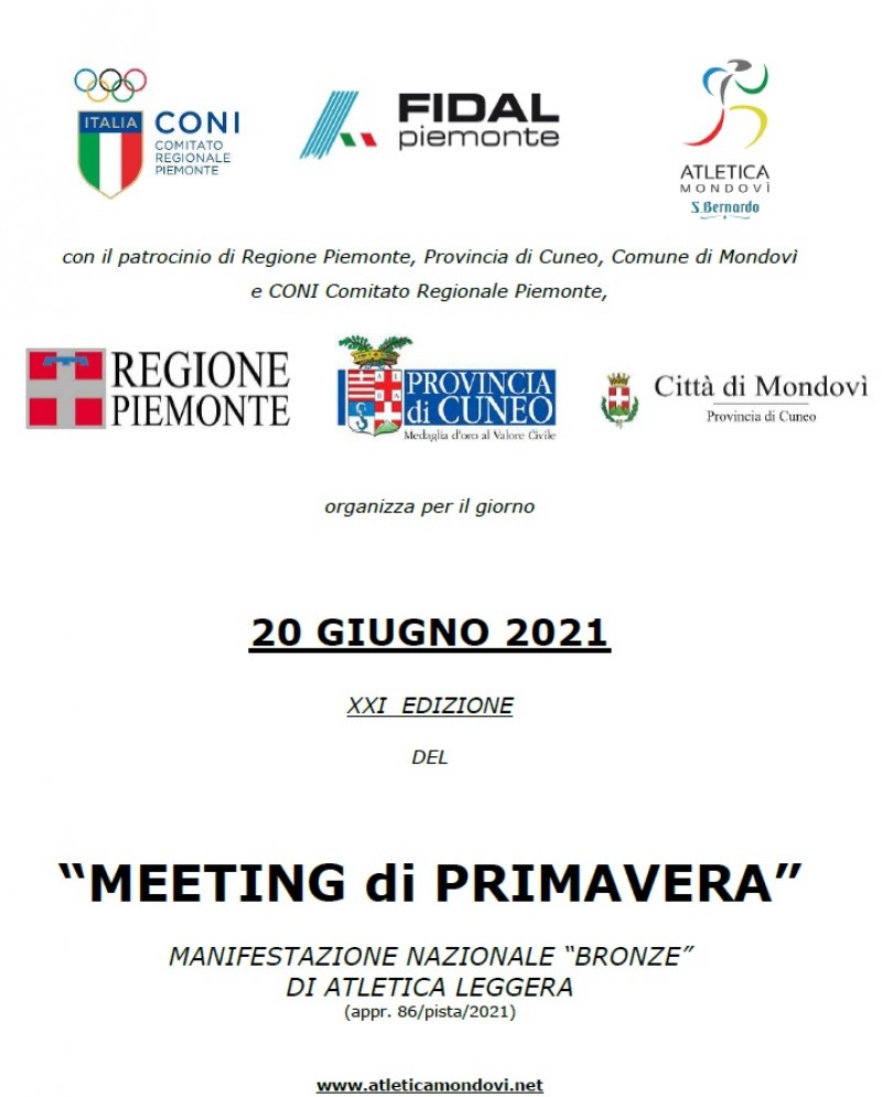 20 giugno 2021 - XXI Meeting di Primavera - dispositivo ufficiale