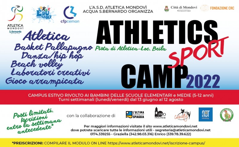 Athletics Sport Camp 2022 - Aperte le Iscrizioni