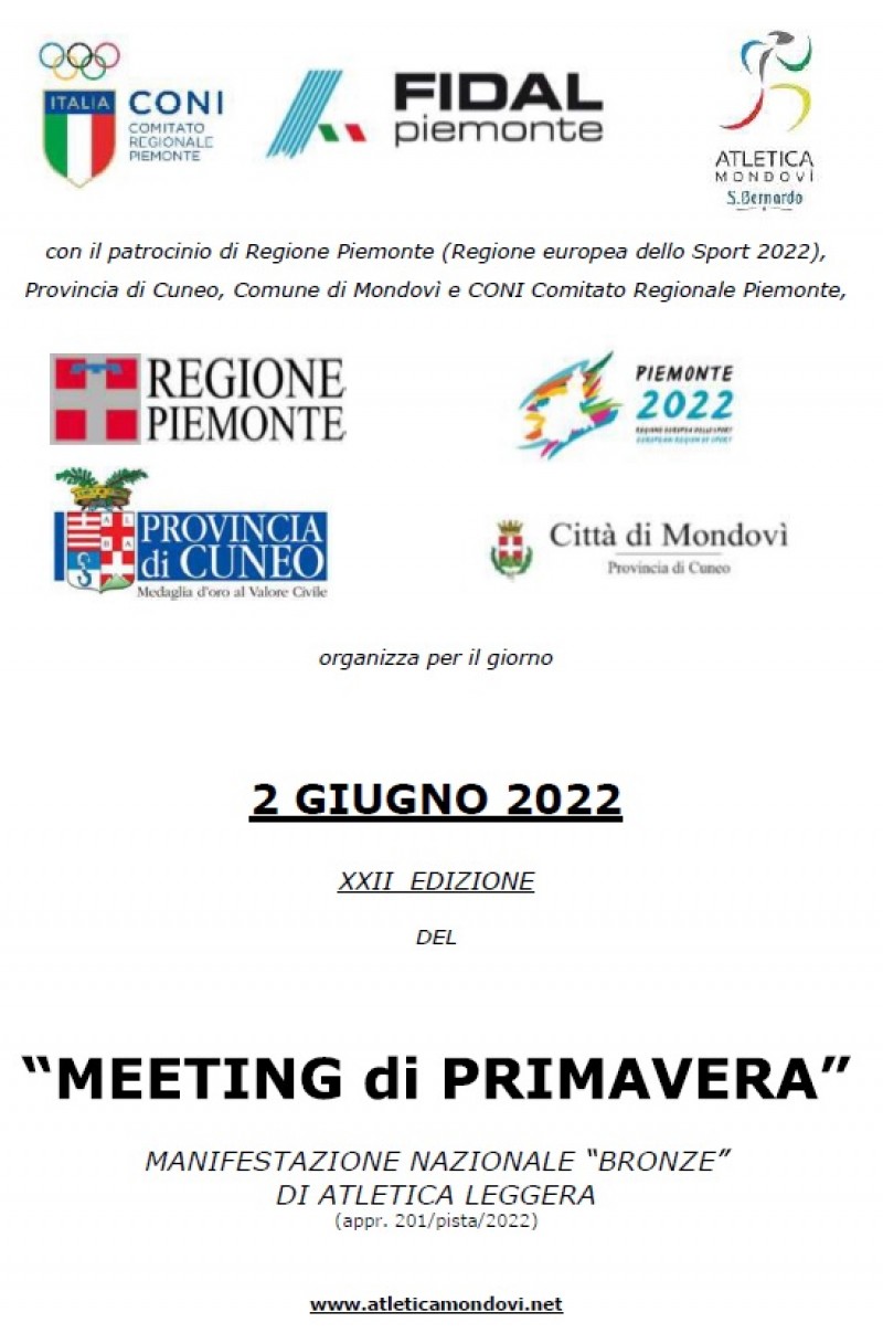 2 giugno 202 - XXII Meeting di Primavera - dispositivo ufficiale